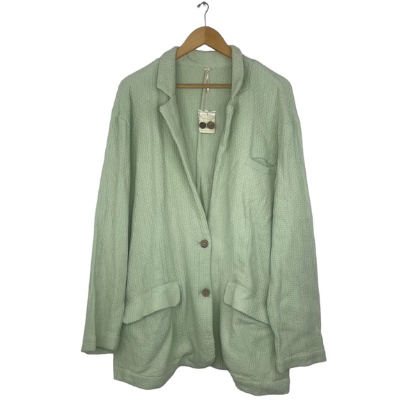 Free People Like A Cloud Blazer Light Green X-Large NWT - Picture 3 of 11
